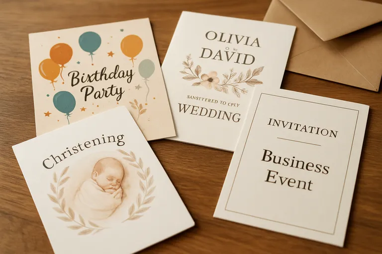 Soorten uitnodigingskaarten